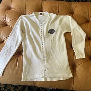 Harley Davidson, long sleeve white large long John shirt